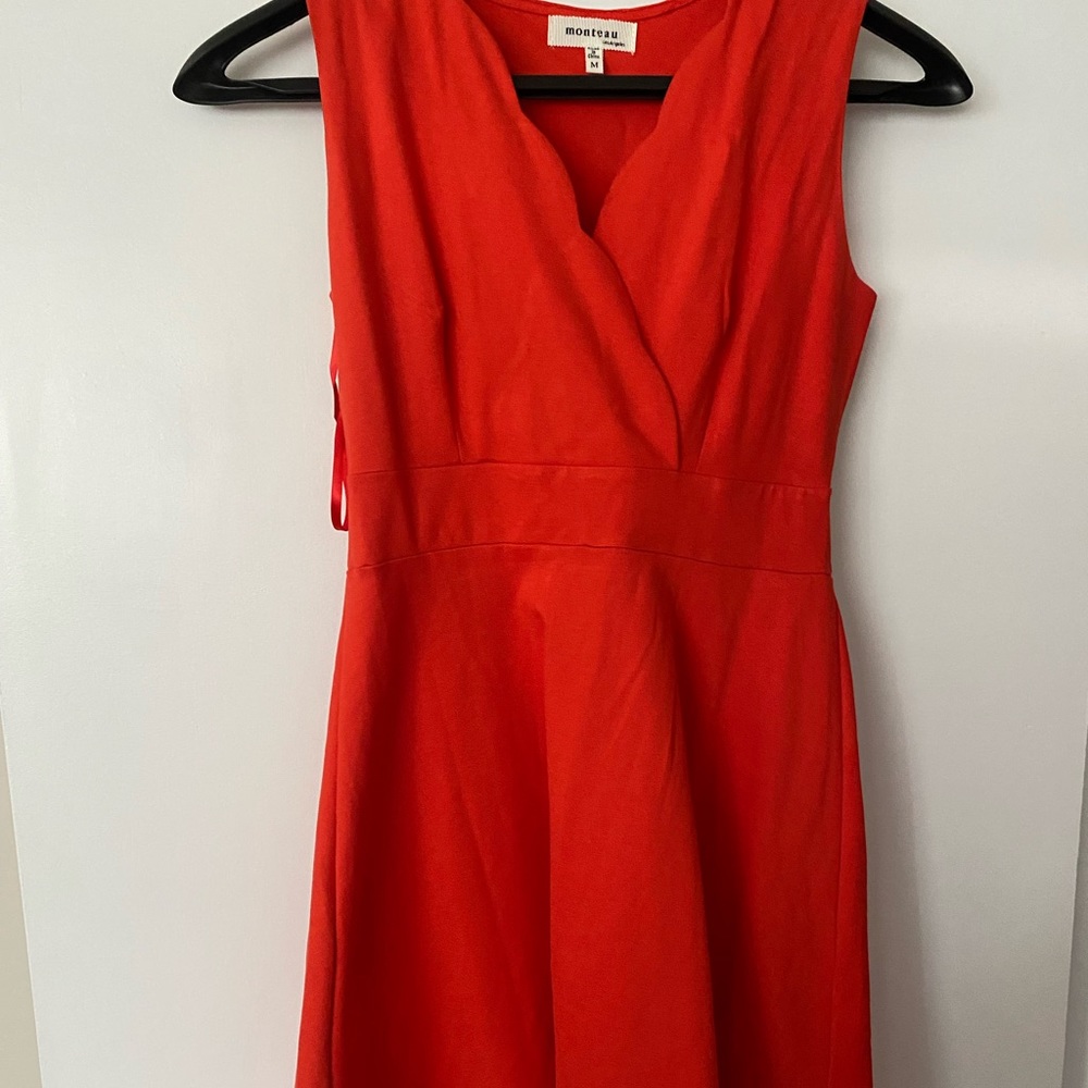 Fit flare just above the knee tangerine dress